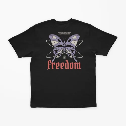Back view of the Freedom printed T-shirt