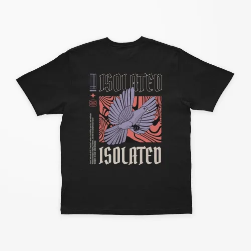 Back view of the Isolated printed T-shirt