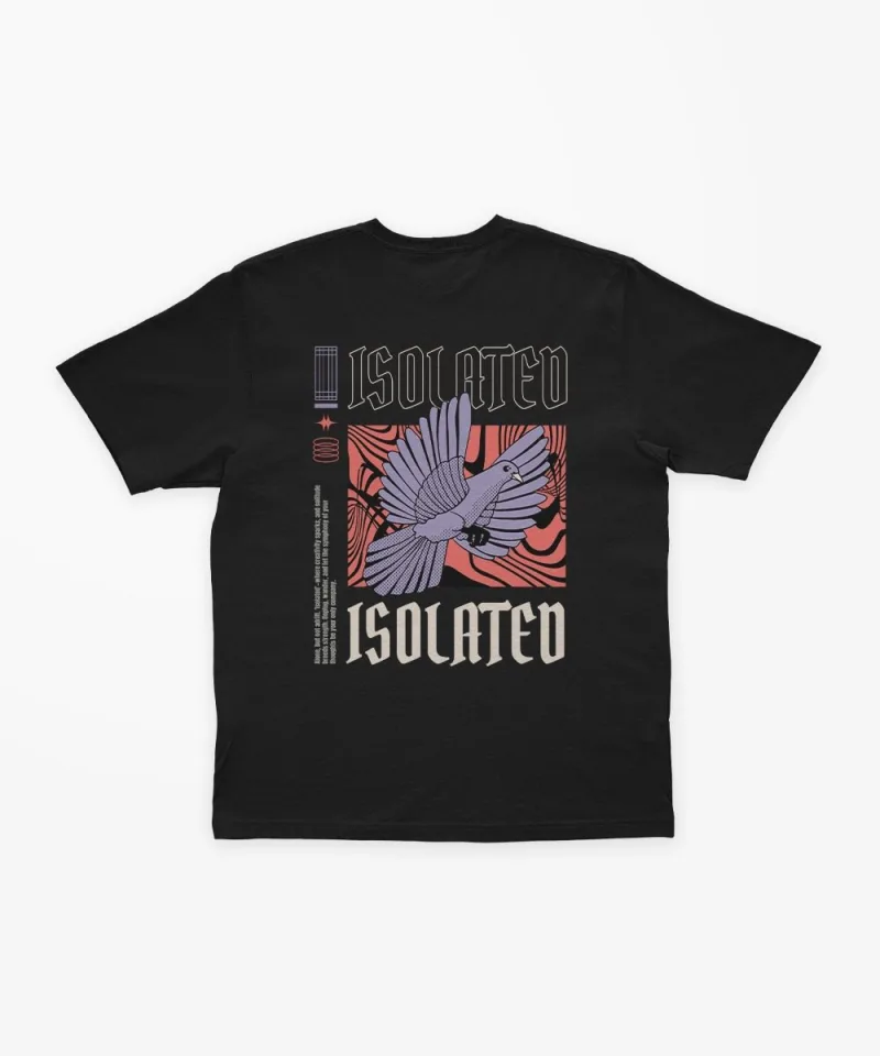 Back view of the Isolated printed T-shirt