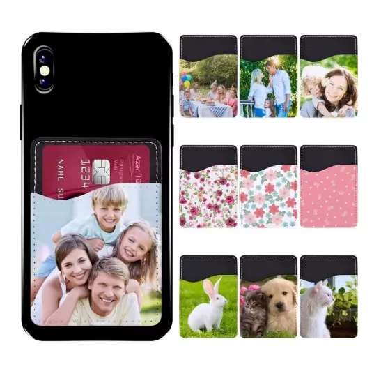 Customizable Sublimated Faux Leather Phone Card Holders