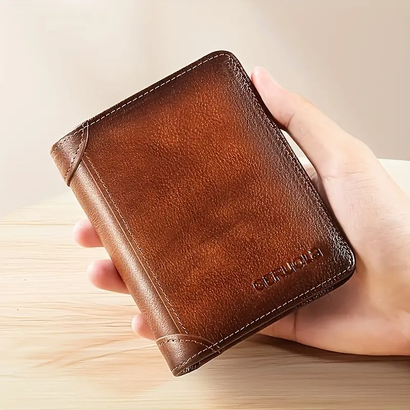 Double-Fold Cowhide Leather Wallet