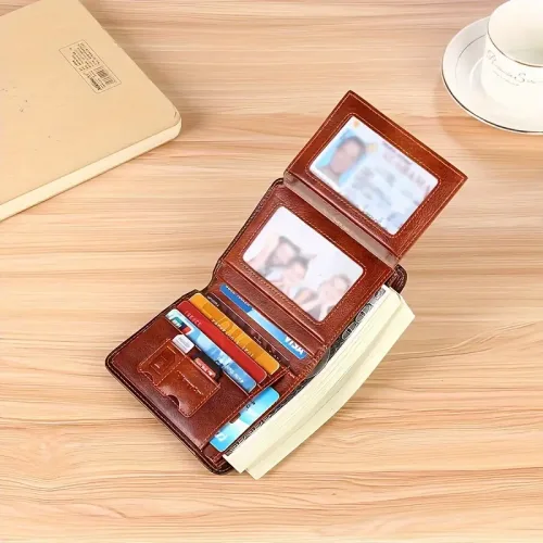 Double-Fold Cowhide Leather Wallet