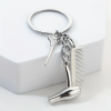 Hair Stylist Charm Keychain – Zinc Alloy Keyring with Miniature Scissors, Comb, and Blow Dryer