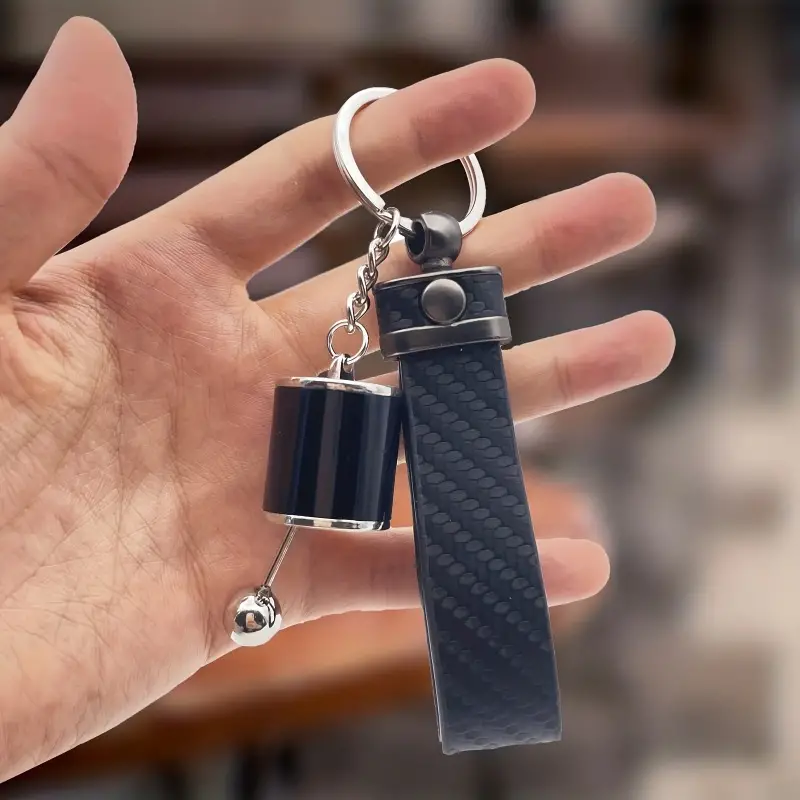Sleek Black Metal Gearbox Keychain