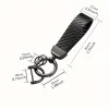 Carbon Fiber Leather Keychain with Mesh Strap premium carbon fiber PU leather keychain
