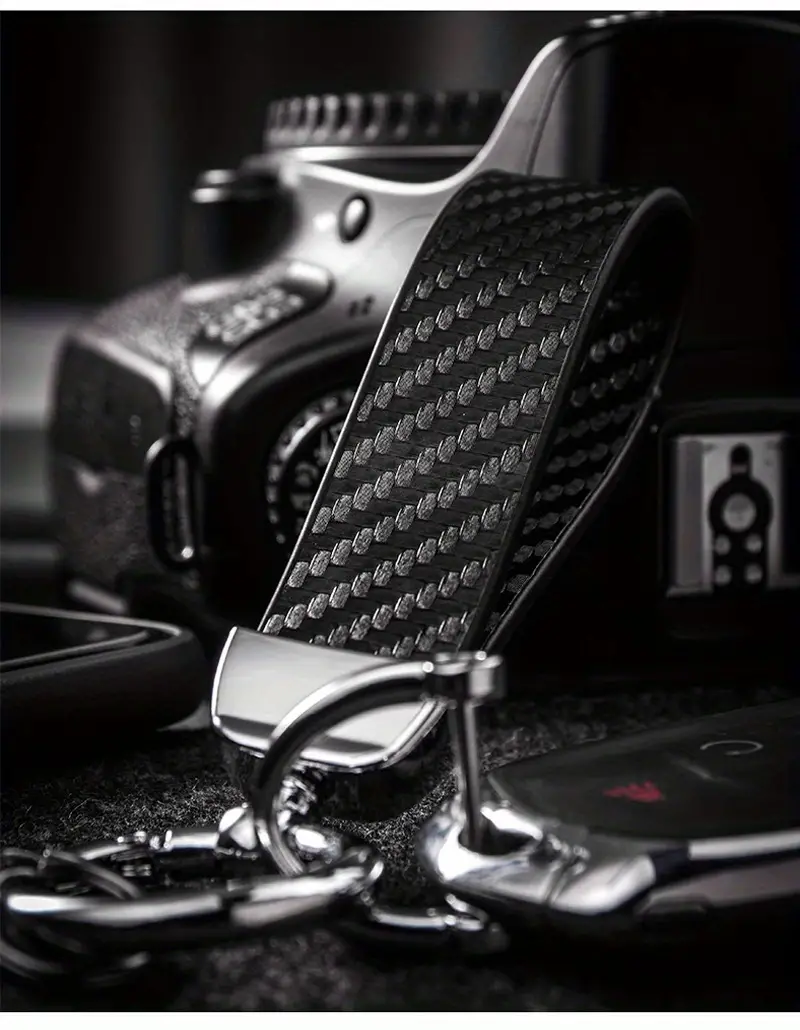 premium carbon fiber PU leather keychain