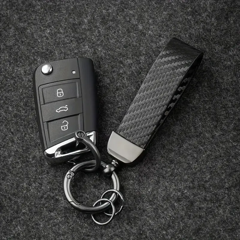 premium carbon fiber PU leather keychain