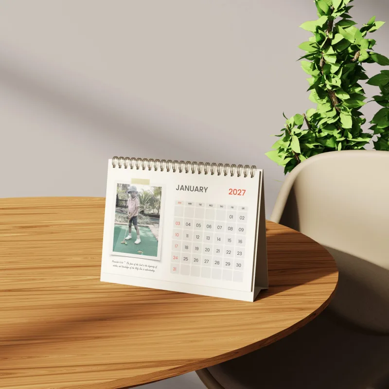 Customizable A5 Wire-O Bound Desk Calendar
